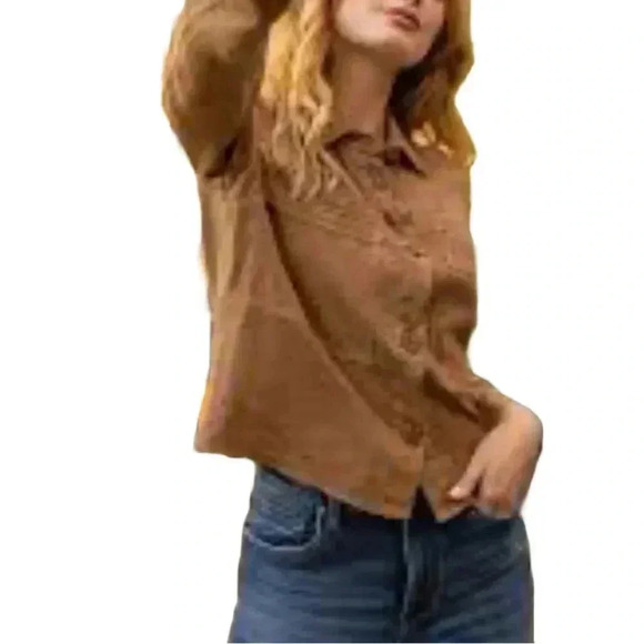 Kut From The Kloth Zinnia Shirt Patch Pocket Button Down Brown Size XL - Picture 2 of 8